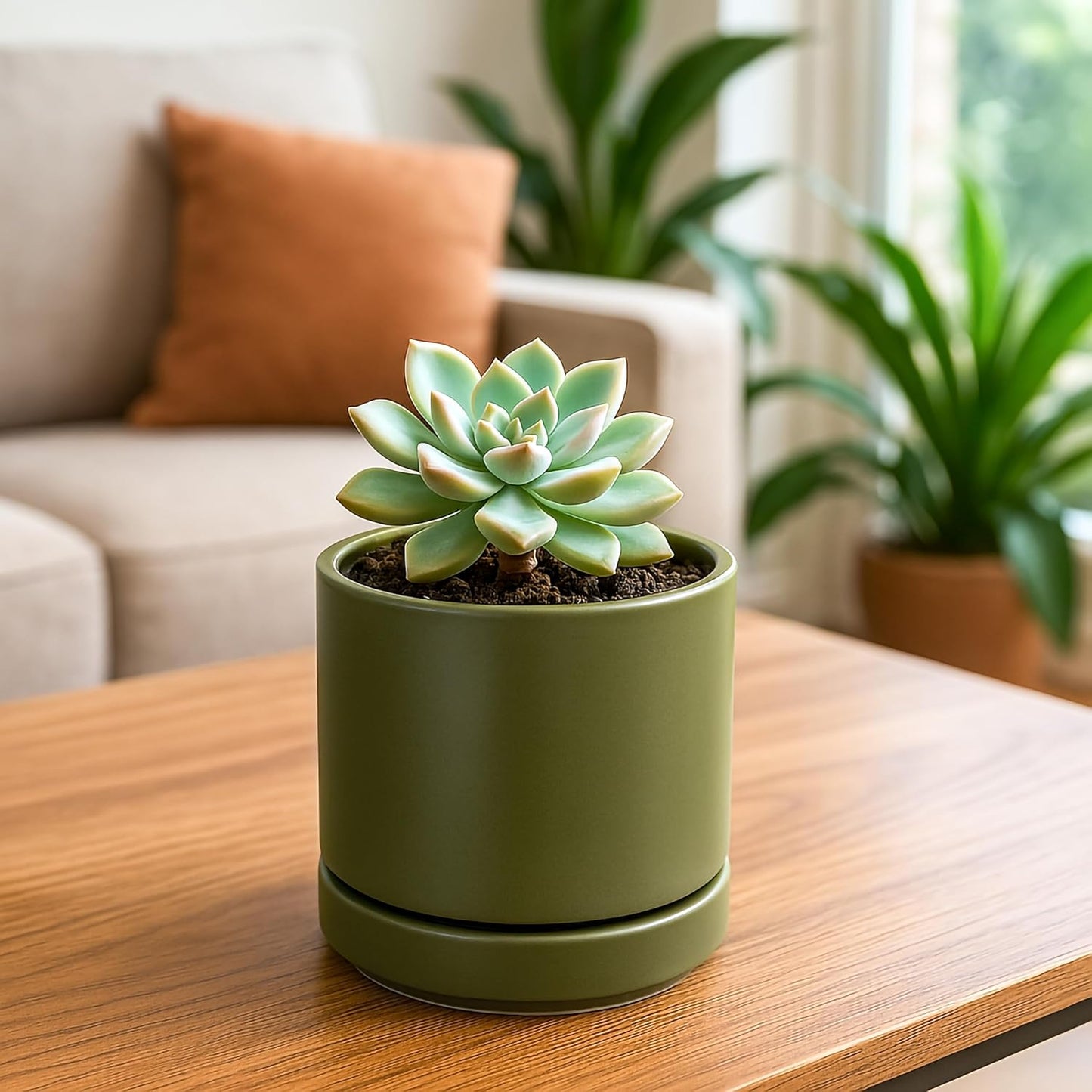 Green Ceramic Planter